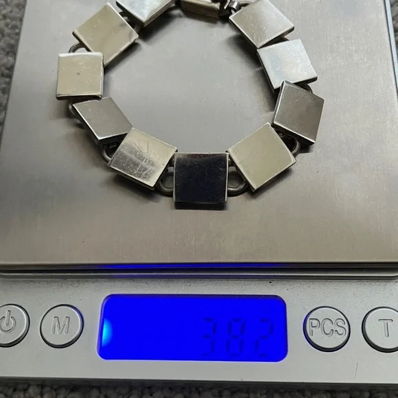 Vintage Taxco Silver Square Link Bracelet - Picture 5 of 9